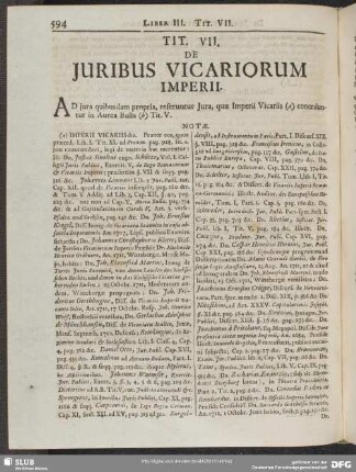 Tit. VII. De Juribus Vicariorum Imperii