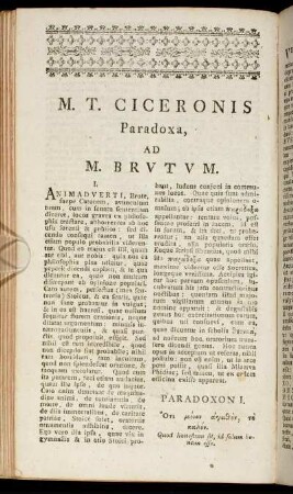 M. T. Ciceronis Paradoxa, ad M. Brutum.