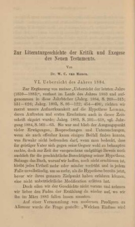 418-455 Zur Literaturgeschichte der Kritik und Exegese des Neuen Testaments : Fortsetzung
