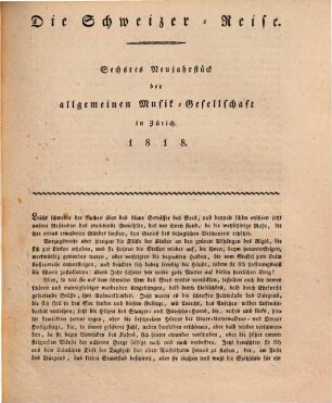 Neujahrsgeschenk an die Zürcherische Jugend von der Allgemeinen Musikgesellschaft in Zürich. 6. 1818