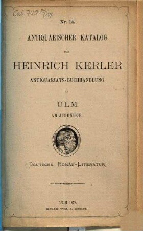 Antiquarischer Katalog von Heinrich Kerler. 14