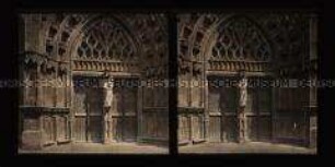 Kirche Notre-Dame du Marthuret, Portal mit Mariensäule, Riom