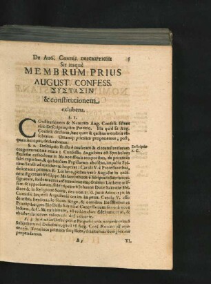 De Aug. Confes. Descriptione Sit itaque Membrum Prius August. Confess. Systasin & constitutionem exhibens