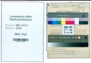 Entnazifizierung Paul Von Der Mark , geb. 17.03.1911 (Kaufmann)