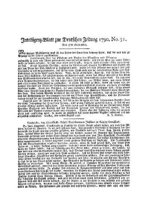 Intelligenz-Blatt zur Deutschen Zeitung 1790. No. 31