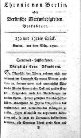 130 und 131tes Stück, Berlin, den 6ten März. 1790