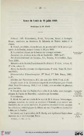 Séance du Comité du 19 juillet 1869
