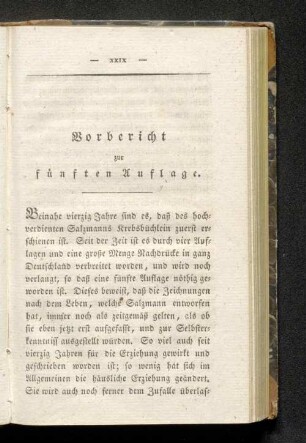 Vorbericht zur fünften Auflage.