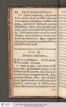 Cap. II. De Urina Substantia