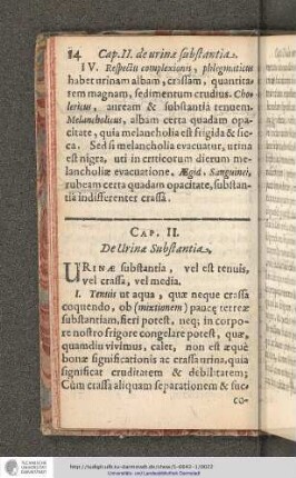 Cap. II. De Urina Substantia