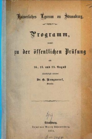 Programm : des Schuljahres ..., 1872/73