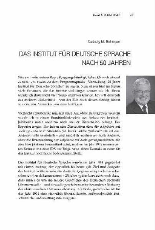 Das Institut für Deutsche Sprache nach 50 Jahren