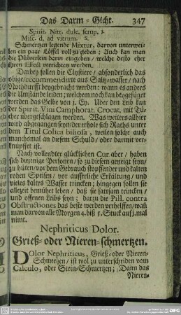 Nephriticus Dolor. Grieß- oder Nieren-schmertzen