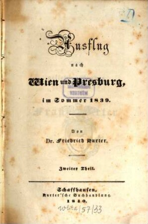 Ausflug nach Wien und Presburg, im Sommer 1839, 2
