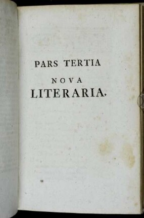Pars Tertia Nova Literaria.