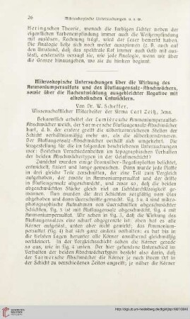 21: Mikroskopische Untersuchungen über die Wirkung des Ammoniumpersulfats und des Blutlaugensalz-Abschwächers, sowie über die Nachentwicklung ausgebleichter Negative mit alkoholischen Entwicklern