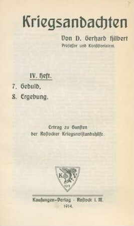 Heft 4: Geduld. Ergebung