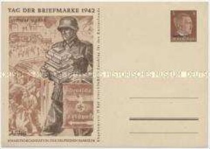 Postkarte zum Tag der Briefmarke 1942, Motiv Deutsche Feldpost