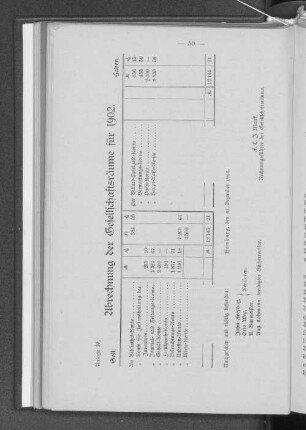 Anlage 16. Abrechnung der Gesellschaftsräume für 1902.
