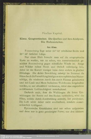 Fünftes Kapitel. Klima. Geognostisches. Die Quellen und ihre Analysen. Die Badeanstalten