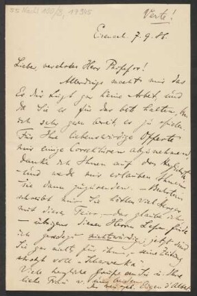Brief an Unbekannt : 07.09.1886