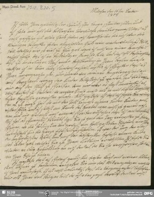 Eigenh. Brief von Sophie Bernhardi an August Wilhelm von Schlegel, München, 16.12.1808