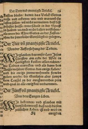 Der Fünff und zwantzigste Artickel. Von dem Ewigen Leben.