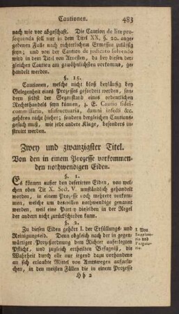Zwey und zwanzigster Titel