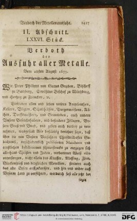 II. Abschnitt, LXXVI. Stueck