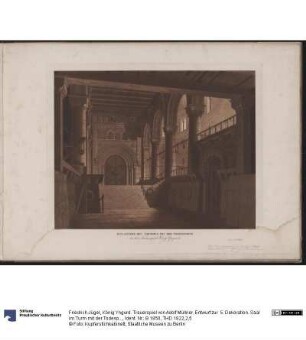 König Yngurd. Trauerspiel von Adolf Müllner. Entwurf zur 5. Dekoration. Saal im Turm mit der Todespforte