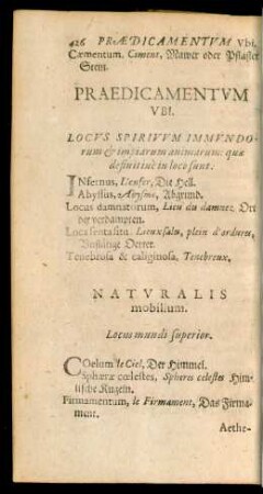 Praedicamentum Ubi.