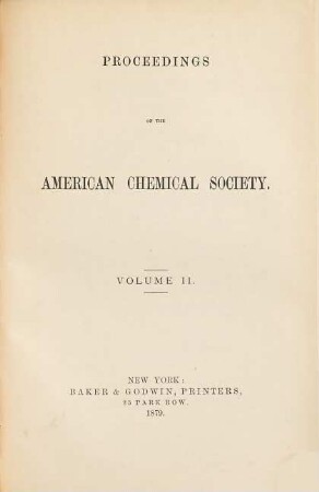 Proceedings of the American Chemical Society, 2. 1878/79