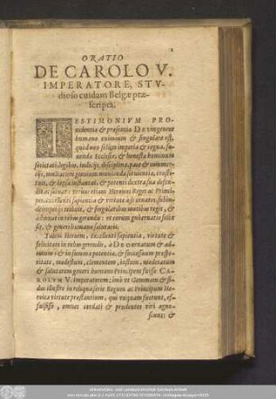 Oratio De Carolo V. Imperatore, Studioso cuidam Belgae praescripta.