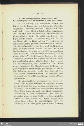 1. Die photographische Nachbildung und Vervielfältigung von militärischen Karten und Plänen