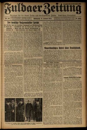 Erste Ausgabe vom Mittwoch, den 21. Januar 1931.