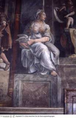 Wanddekoration mit Szenen aus der Geschichte Konstantins, Päpste in Nischen zwischen Allegoriefiguren und Engeln, Leo I. zwischen Innocentia und Veritas