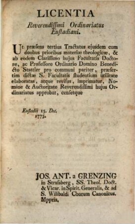Theologiae Christianae Theoreticae. 3, De Hominis Creatione, Et Diverso Statu Ante Et Post Lapsum In Peccatum