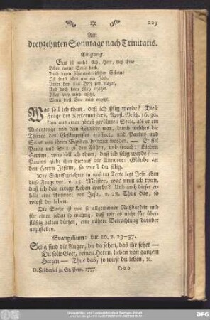 Am dreyzehnten Sonntage nach Trinitatis.