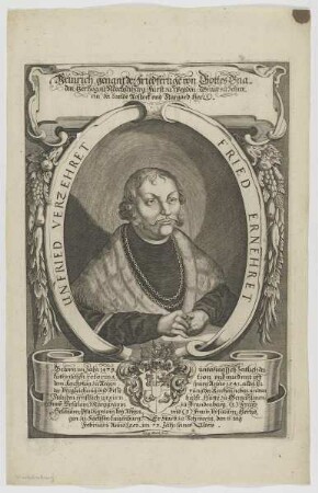Bildnis des Heinrich, genant der Friedfertige, Hertzog zu Meckelnburg