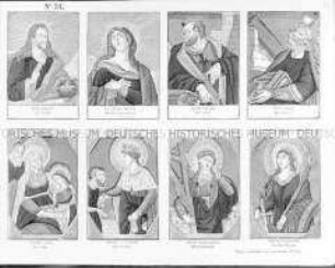 Bilderbogen mit 8 Heiligenfiguren