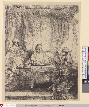 [Christus in Emmaus; Christ at Emmaus. The Larger Plate; Les disciples d'Emmaus]