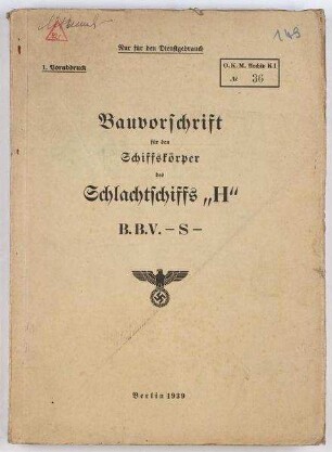 Bauvorschrift Schiffskörper Schlachtschiff "H"