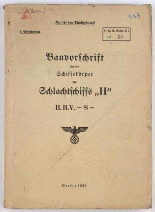 Bauvorschrift Schiffskörper Schlachtschiff "H"