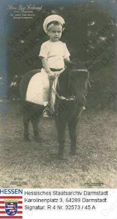 Louis Ferdinand Prinz v. Preußen (1907-1994) / Porträt als Kind, auf Pony sitzend, Ganzfigur