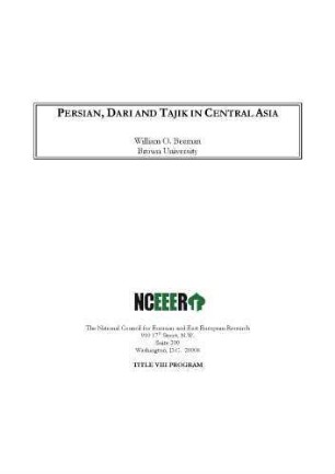 Persian, Dari and Tajik in Central Asia