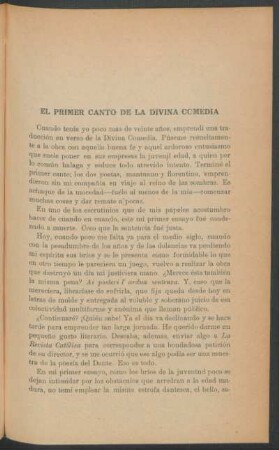 El primer canto de la Divina Comedia