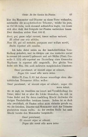 Metrische Bemerkungen zu den Cantica des Plautus