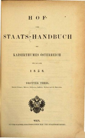 Hof- und Staats-Handbuch des Kaiserthumes Österreich. 1858,3