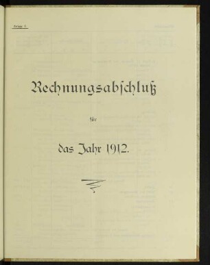 Rechnungsabschluß für das Jahr 1912.