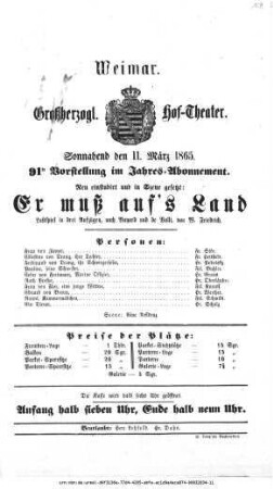 Er muß auf's Land